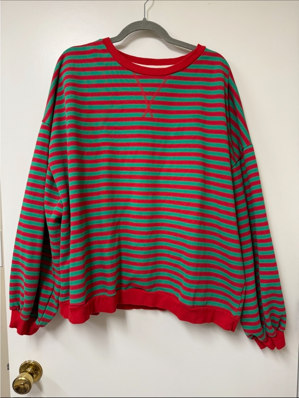 Free People DUPE!! UE Striped Red and Green Crewneck Top
